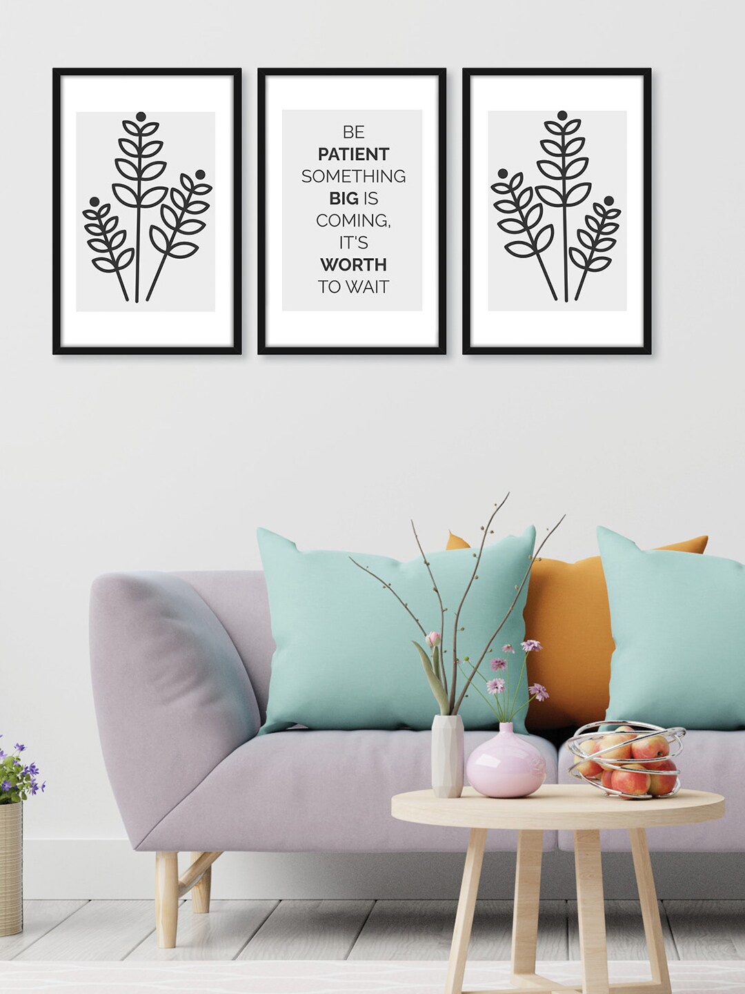 

RANDOM White 3 Pieces Framed Something Big Is Coming Wall Art Paintings