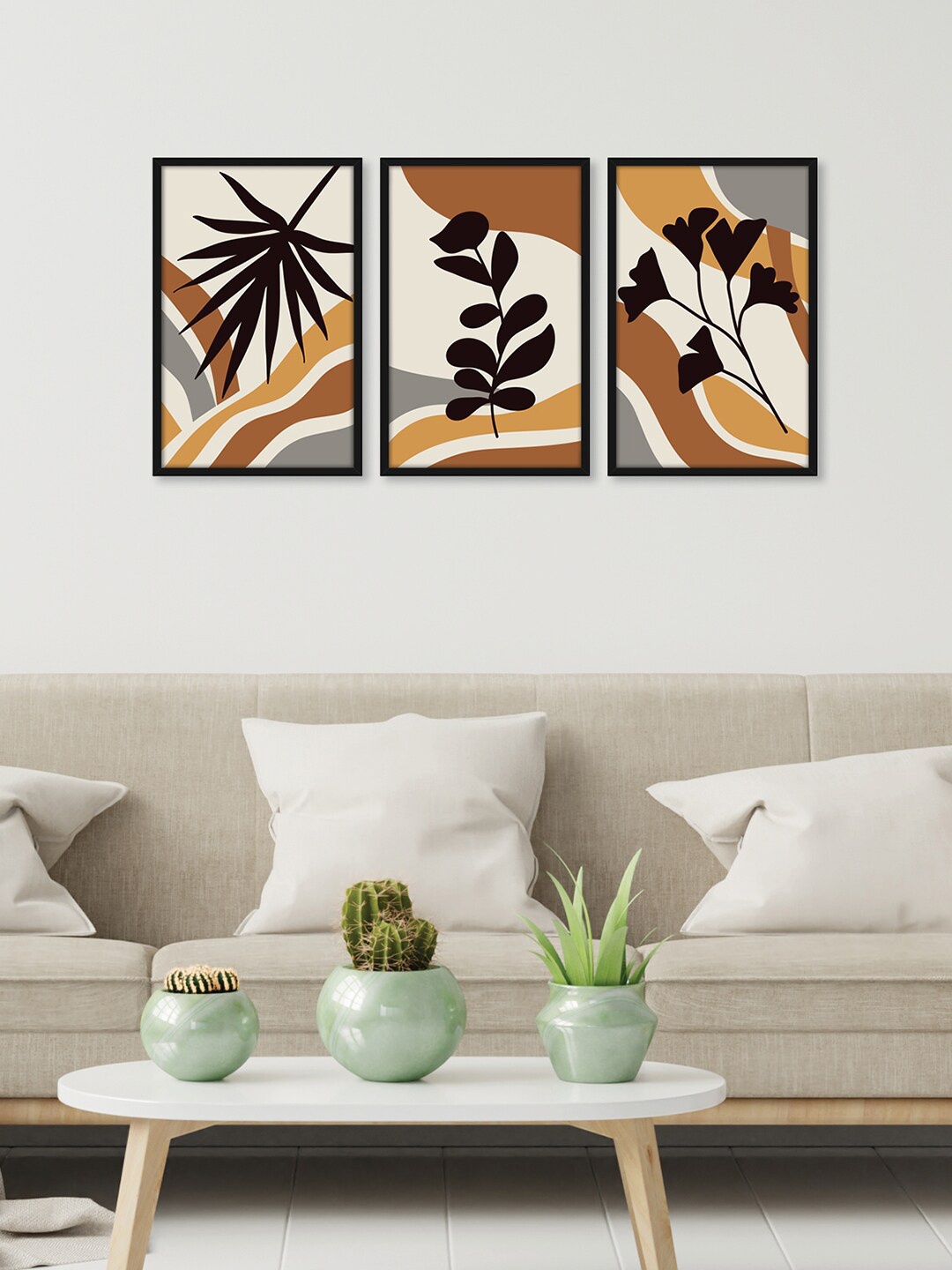 

RANDOM Brown 3 Pieces Framed Various Leaves Wall Paintings