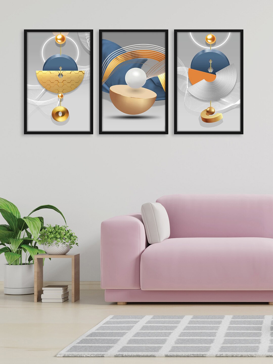 

RANDOM Grey 3 Pieces Framed Beautiful Art Wall Paintings