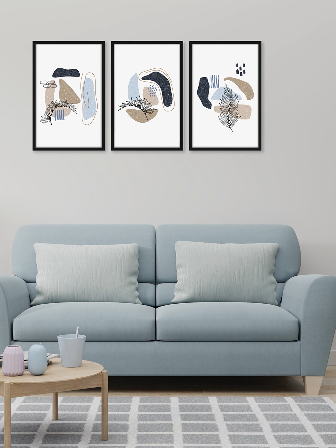 

RANDOM White 3 Pieces Framed Classic Art Wall Art Paintings