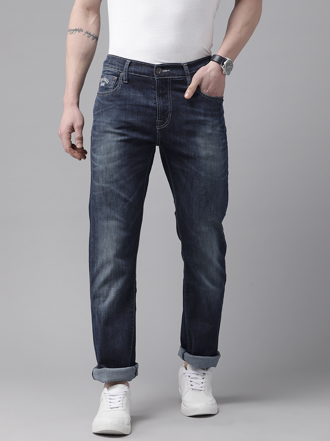 

Pepe Jeans Men Slim Fit Low-Rise Light Fade Stretchable Jeans, Blue