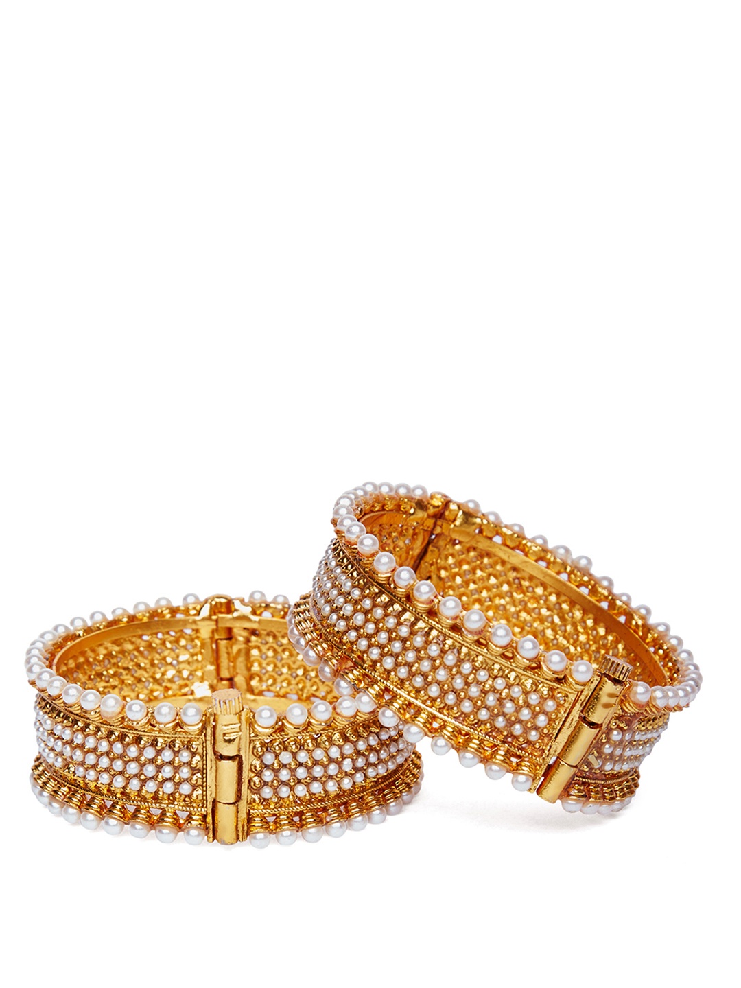

PANASH Women Gold-Toned & White Pearl-Studded Bangle
