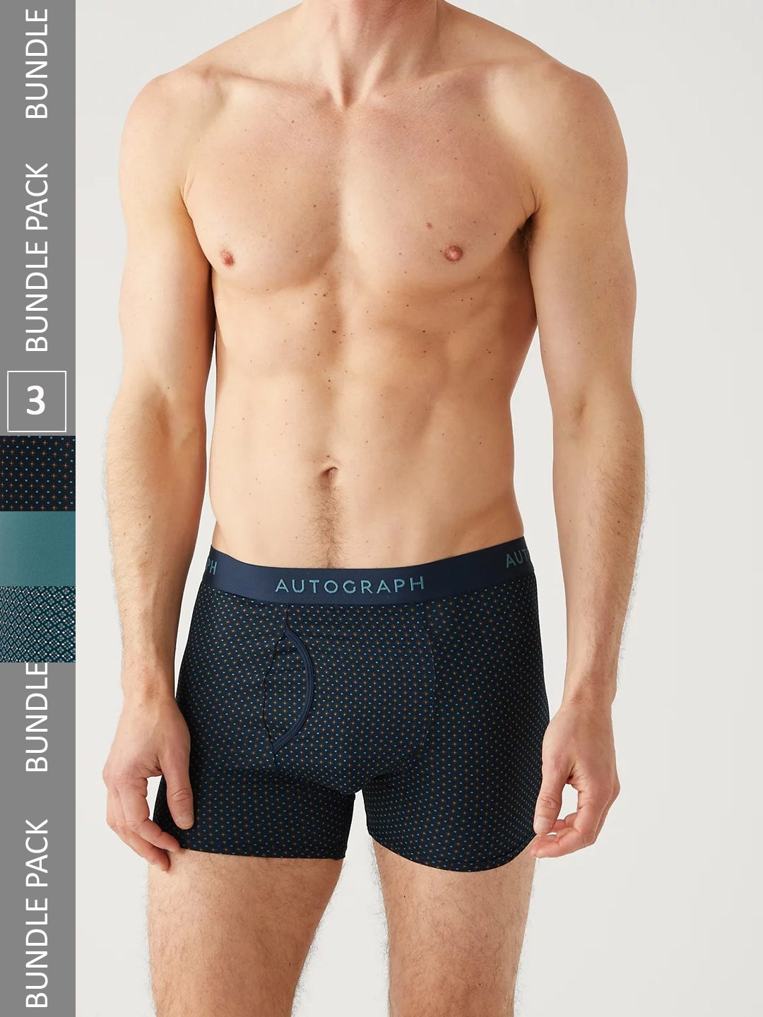 

Marks & Spencer Men Pack Of 3 Printed Trunks, Navy blue