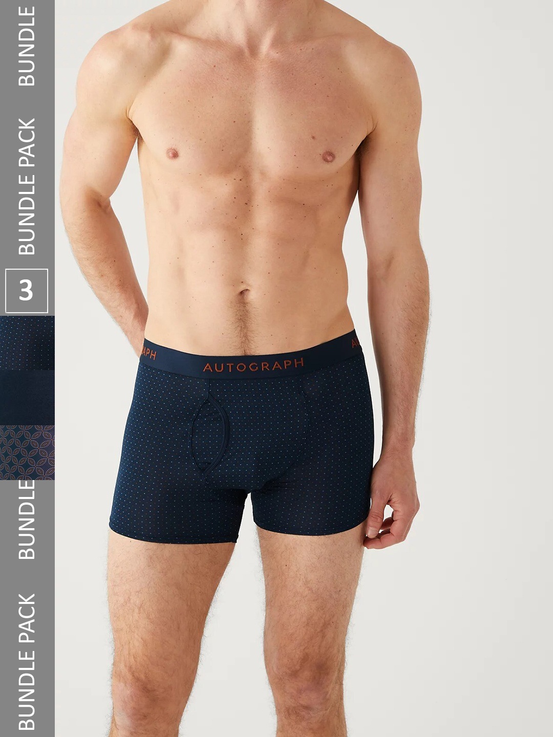 

Marks & Spencer Men Pack Of 3 Printed Trunks, Navy blue