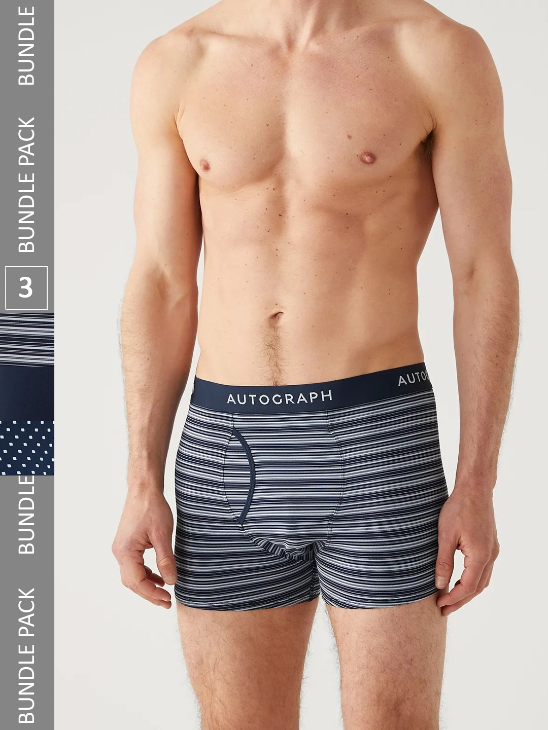 

Marks & Spencer Men Pack Of 3 Printed Trunks, Navy blue