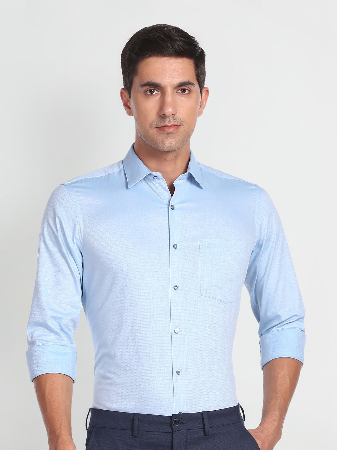 

Arrow Spread Collar Pure Cotton Formal Shirt, Blue