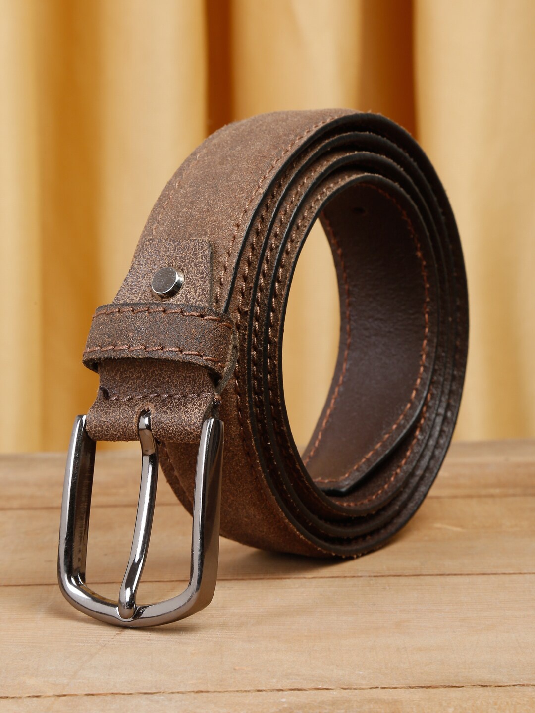 

Teakwood Leathers Men Leather Wide Belt, Brown