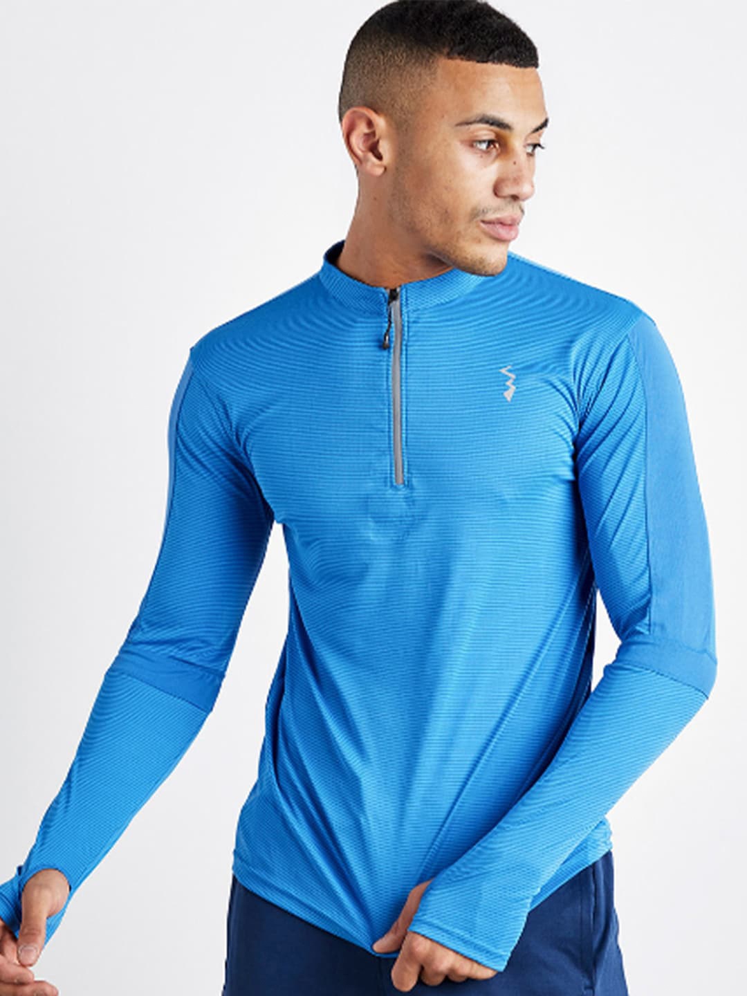 

Campus Sutra Blue High Neck Sports T-shirt