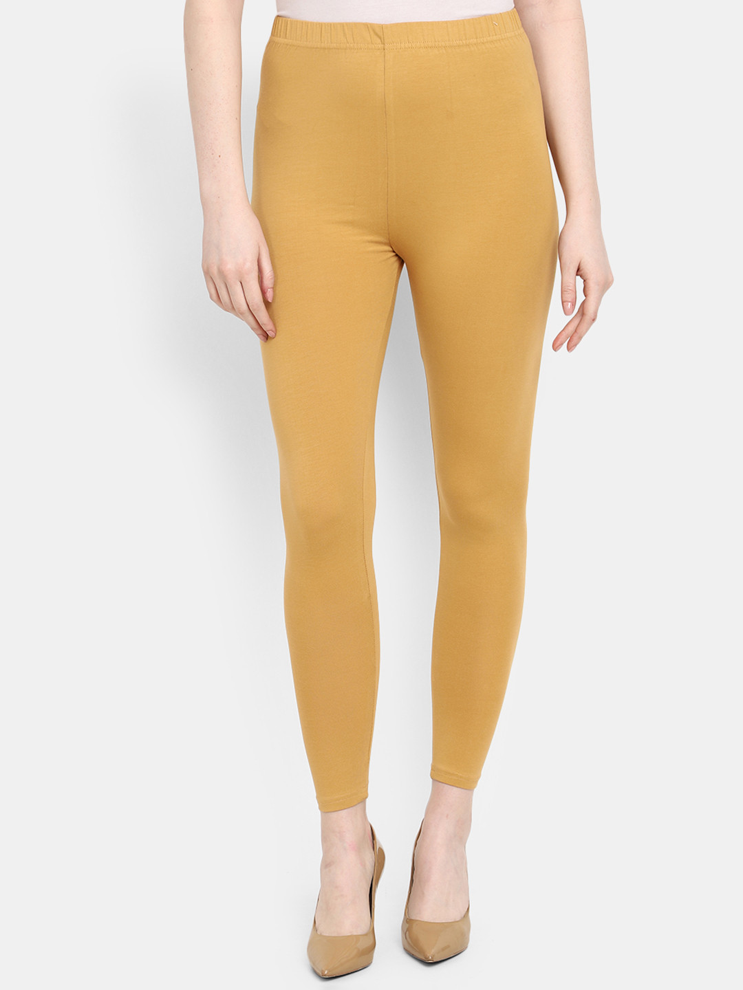 

V-Mart Women Ankle Length Cotton Lycra Leggings, Beige