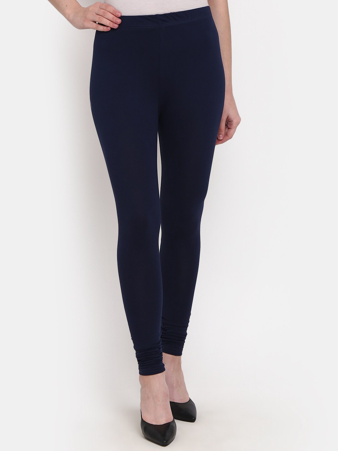 

V-Mart Women Churidar-Length Cotton Lycra Leggings, Navy blue