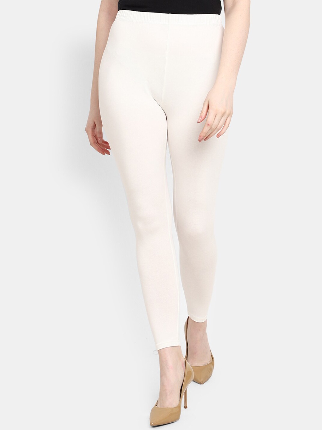 

V-Mart Women Ankle-Length Leggings, Off white