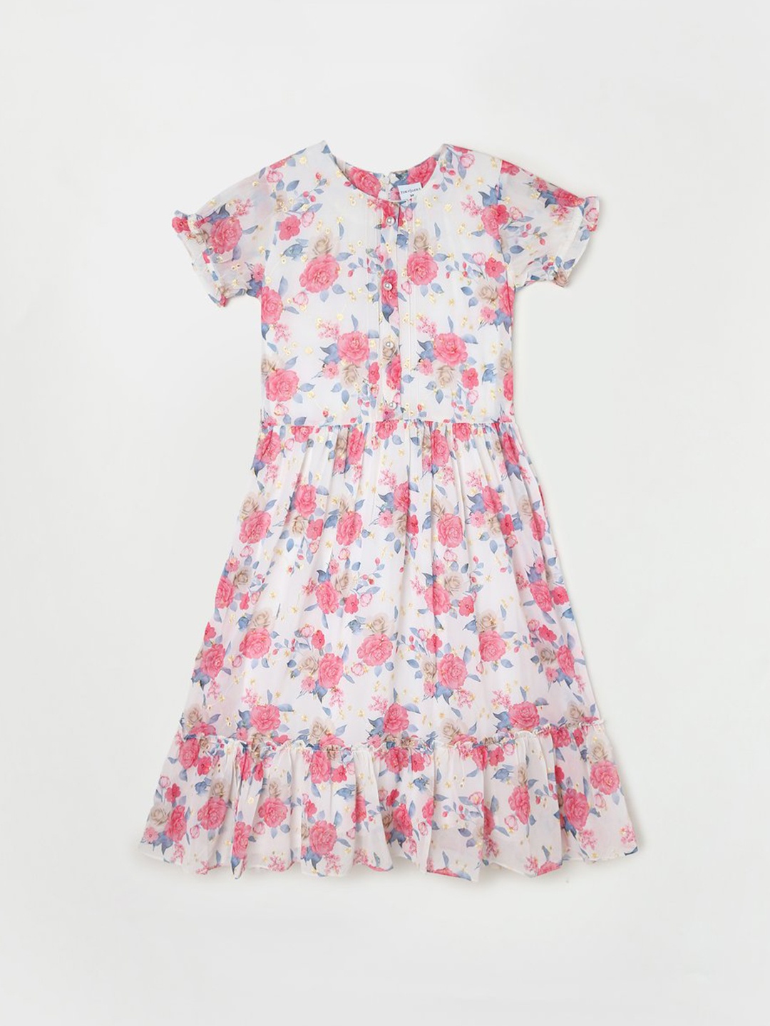 

Tiny Girl Floral Printed Fit & Flare Dress, White