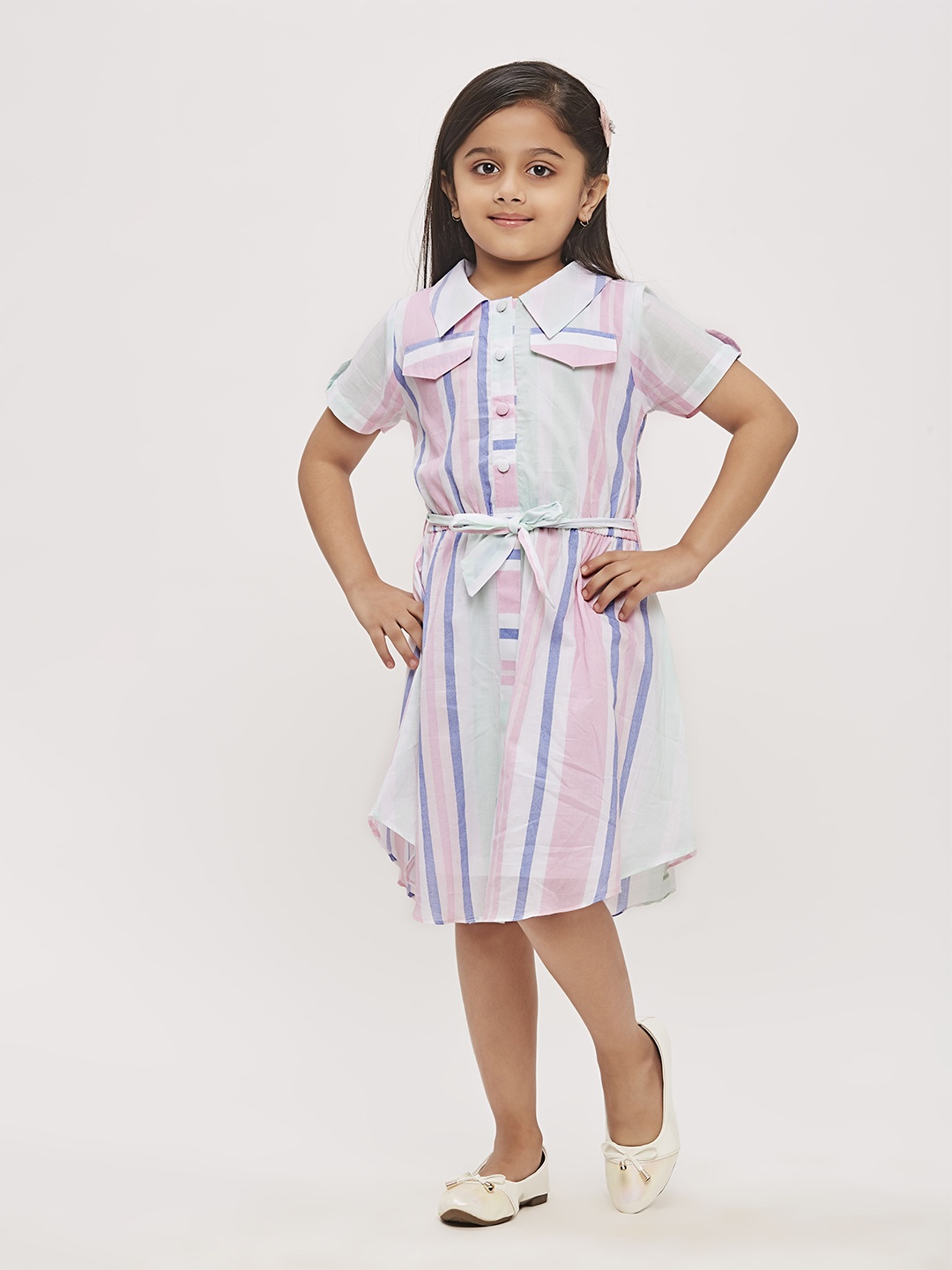 

Tiny Girl Pink Striped Shirt Dress