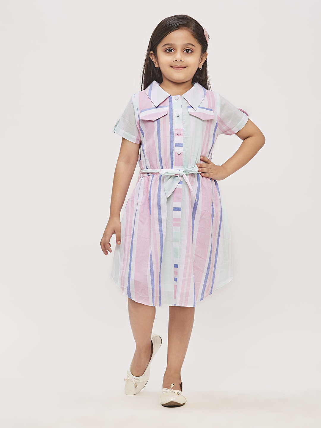 

Tiny Girl Pink Striped Shirt Dress