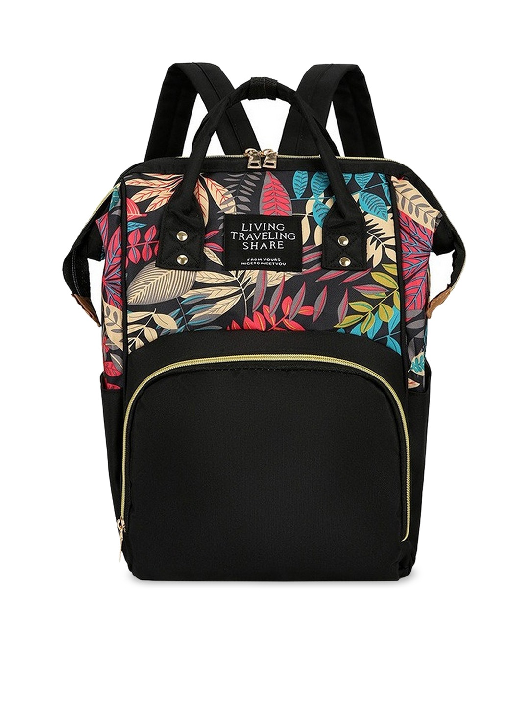 

Diva Dale Printed Multi-Pockets Lightweight Diaper Bag, Black