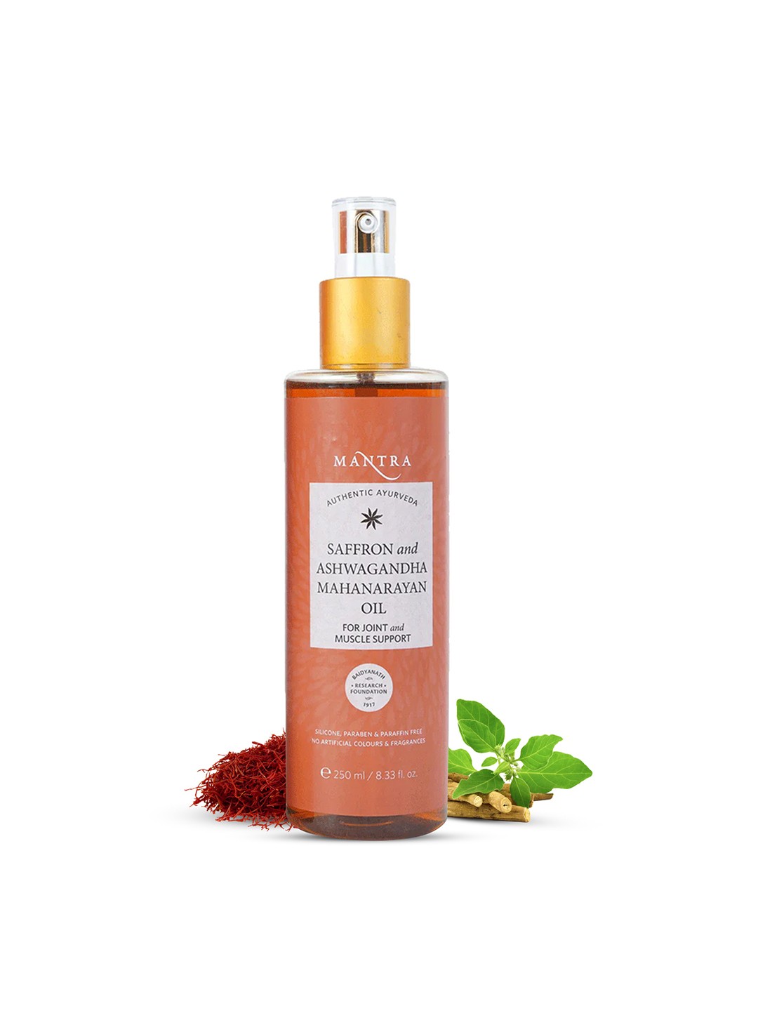 

Mantra Herbal Saffron & Ashwagandha Mahanarayan Oil For Joint and Muscle Support 250ml, Black