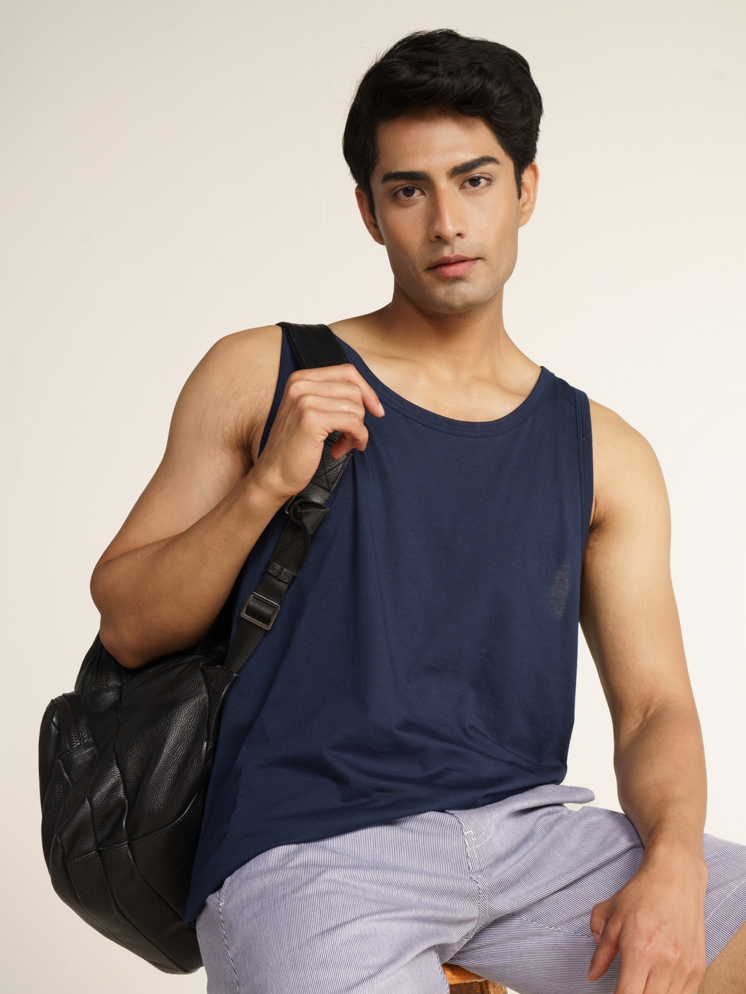 

DAMENSCH Casual Cotton Blend Tank Top, Navy blue