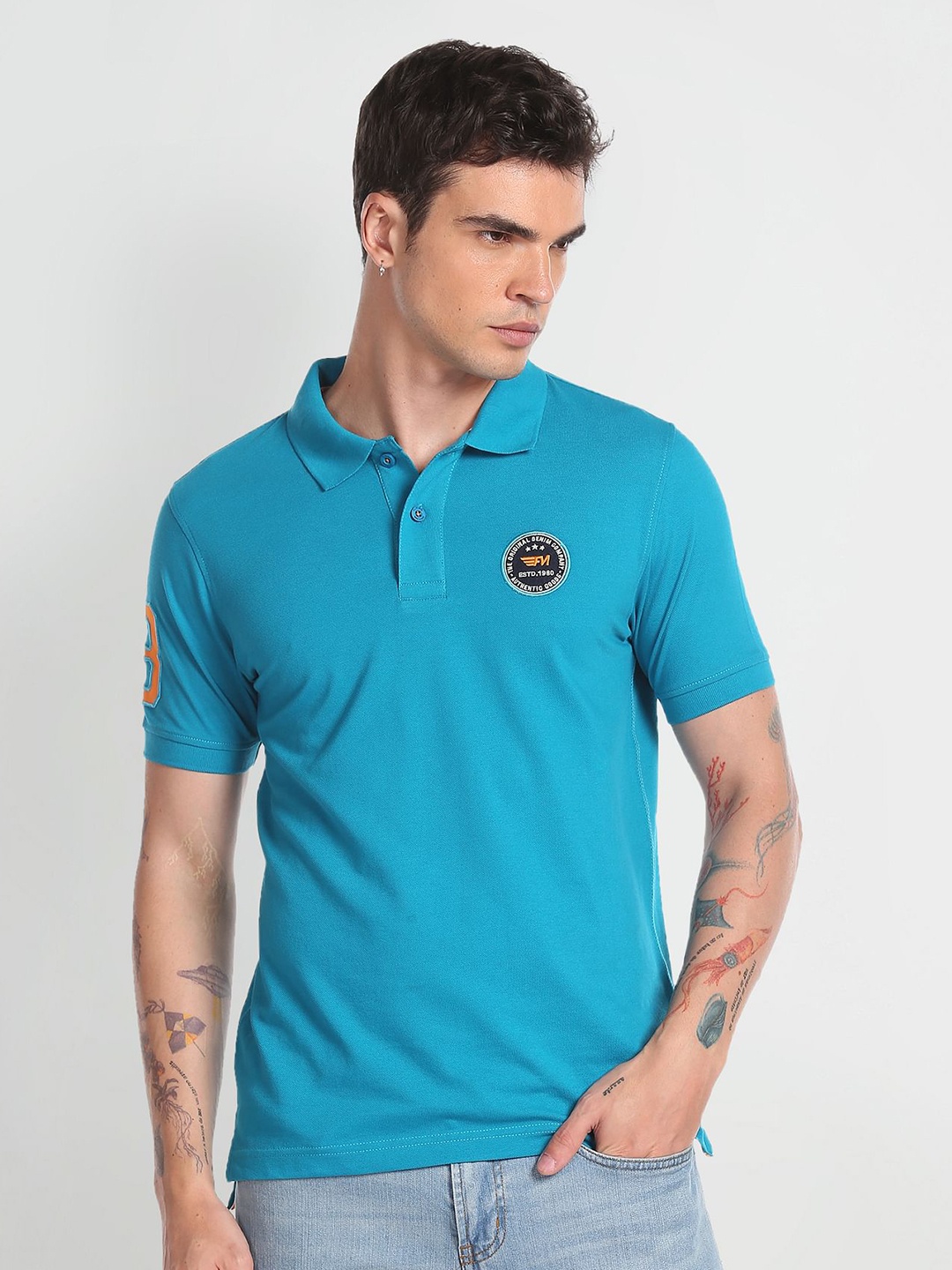 

Flying Machine Polo Collar Short Sleeves T-shirt, Blue