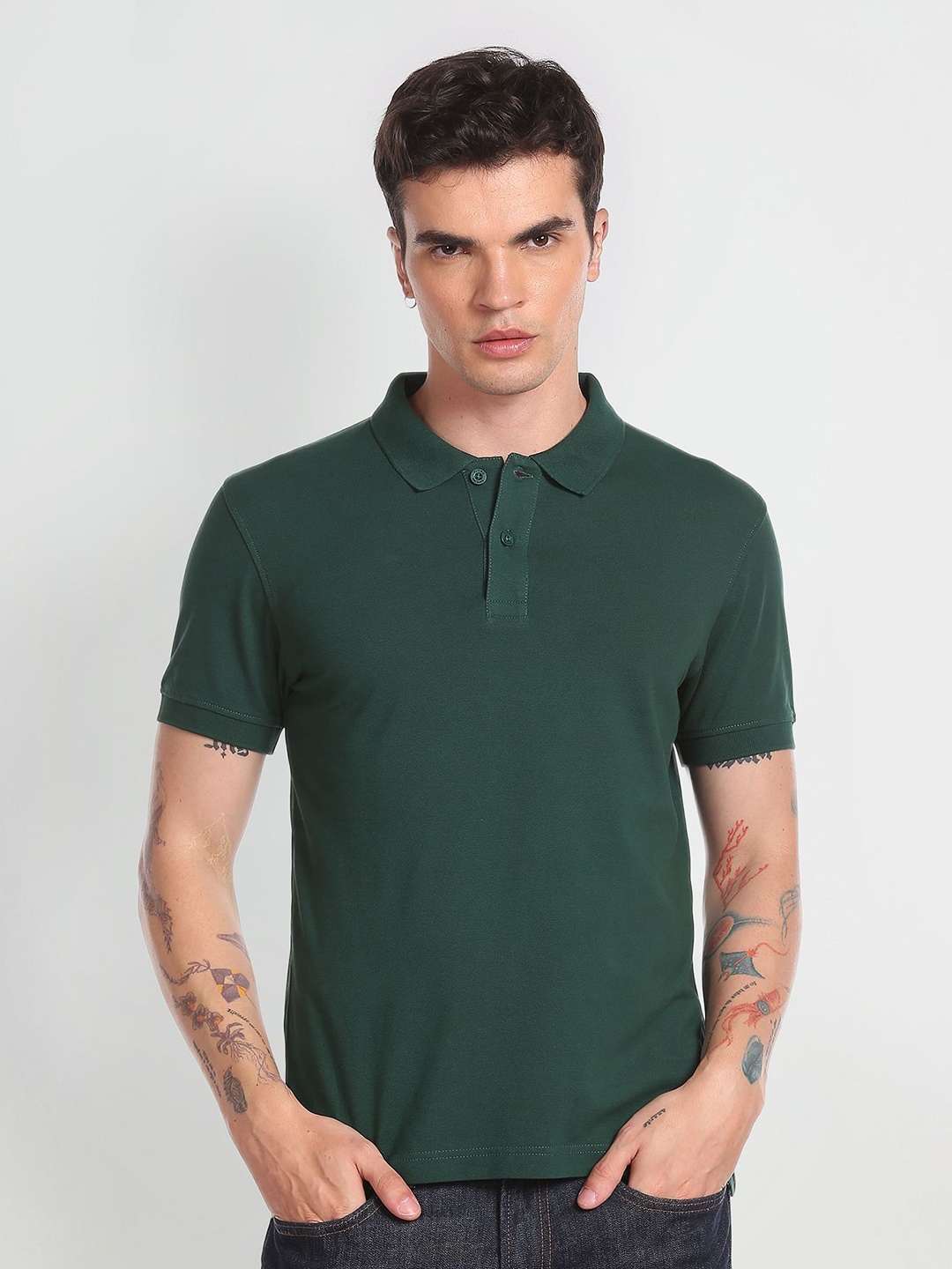 

Flying Machine Polo Collar Short Sleeves T-shirt, Green