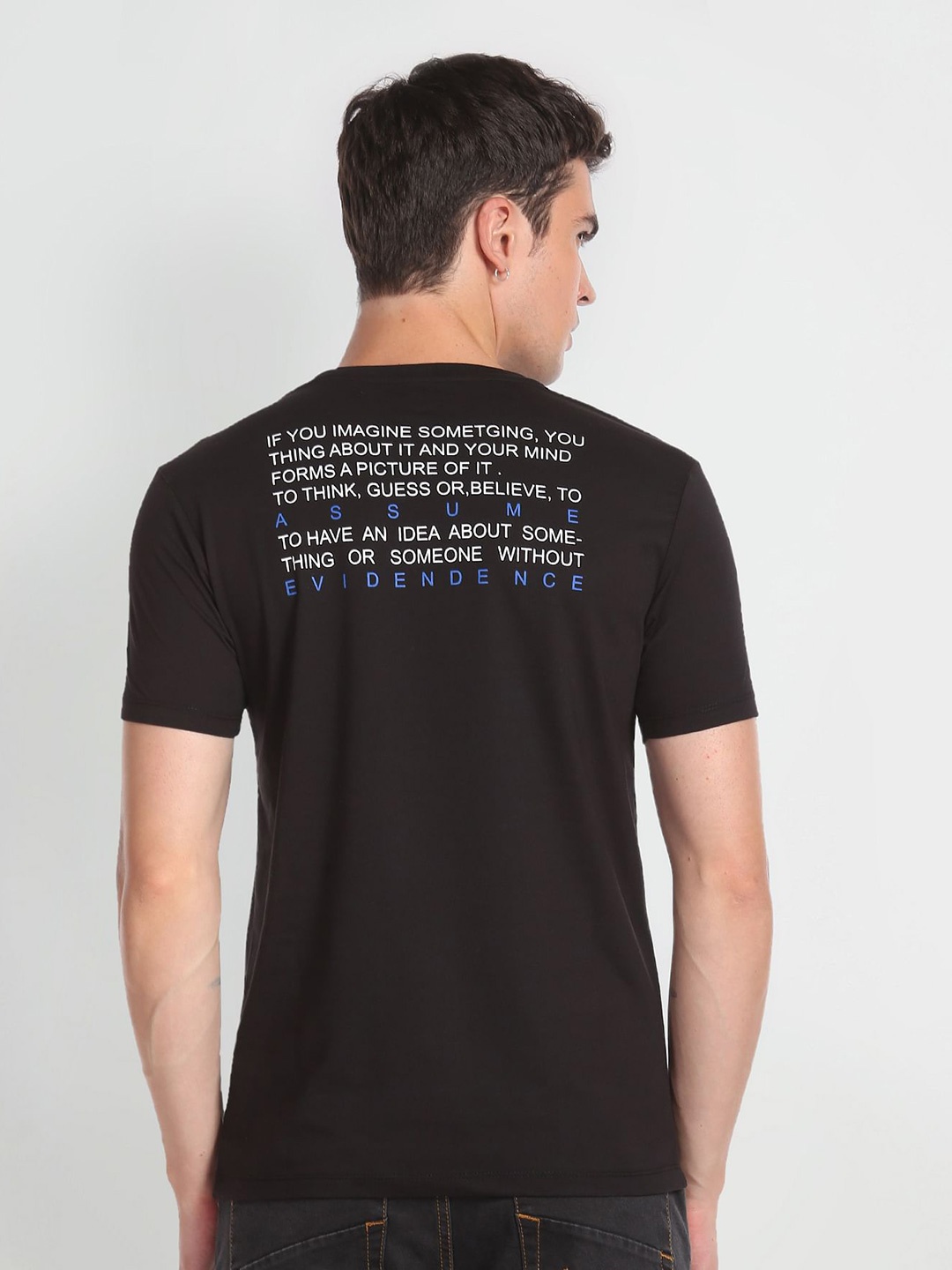 

Flying Machine Typography Printed Round Neck T-shirt, Black