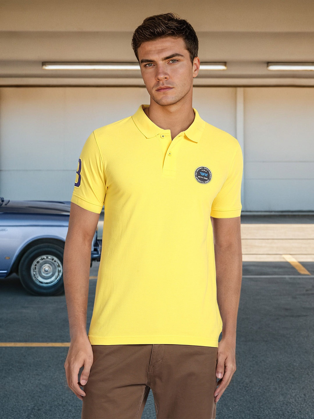 

Flying Machine Polo Collar Short Sleeves T-shirt, Yellow
