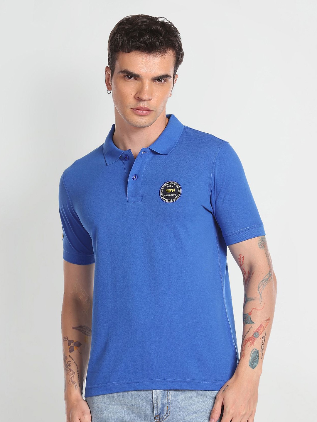 

Flying Machine Polo Collar Short Sleeves T-shirt, Blue