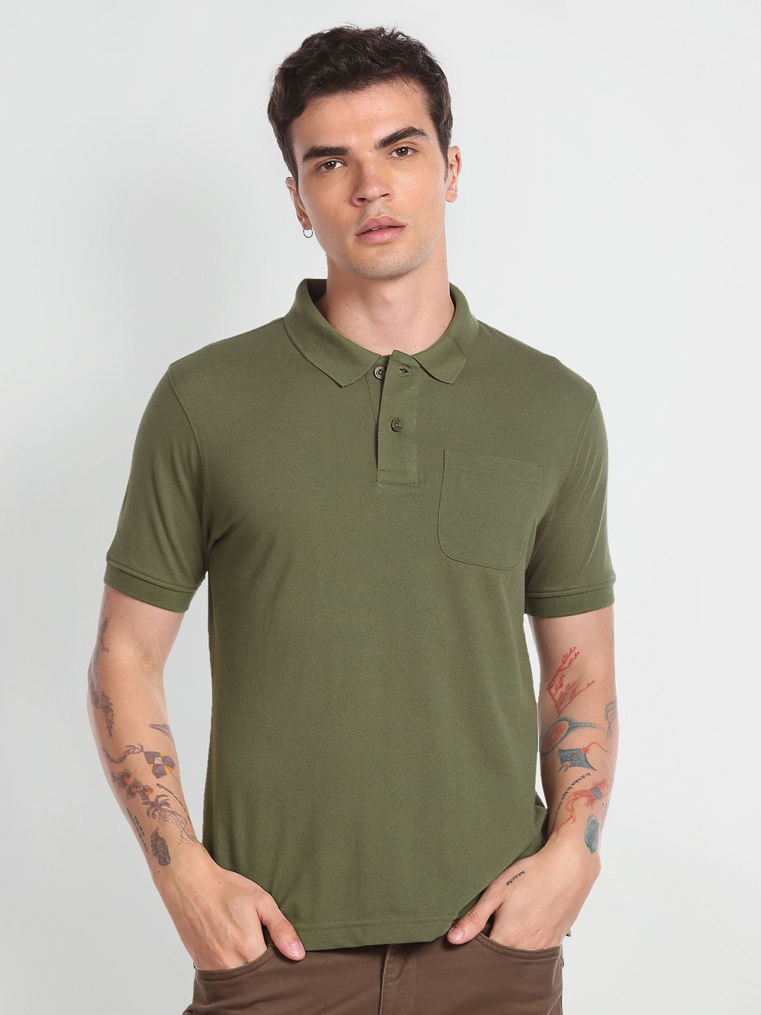 

Flying Machine Polo Collar Short Sleeves T-shirt, Green