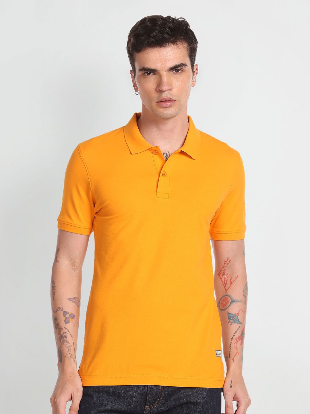 

Flying Machine Polo Collar Cotton T-shirt, Orange