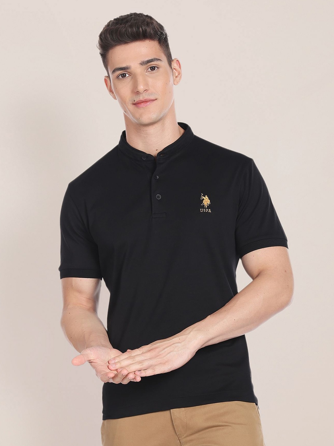 

U.S. Polo Assn. Black Band Collar Cotton T-shirt