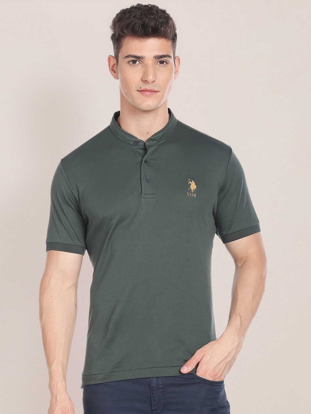 

U.S. Polo Assn. Green Band Collar Cotton T-shirt