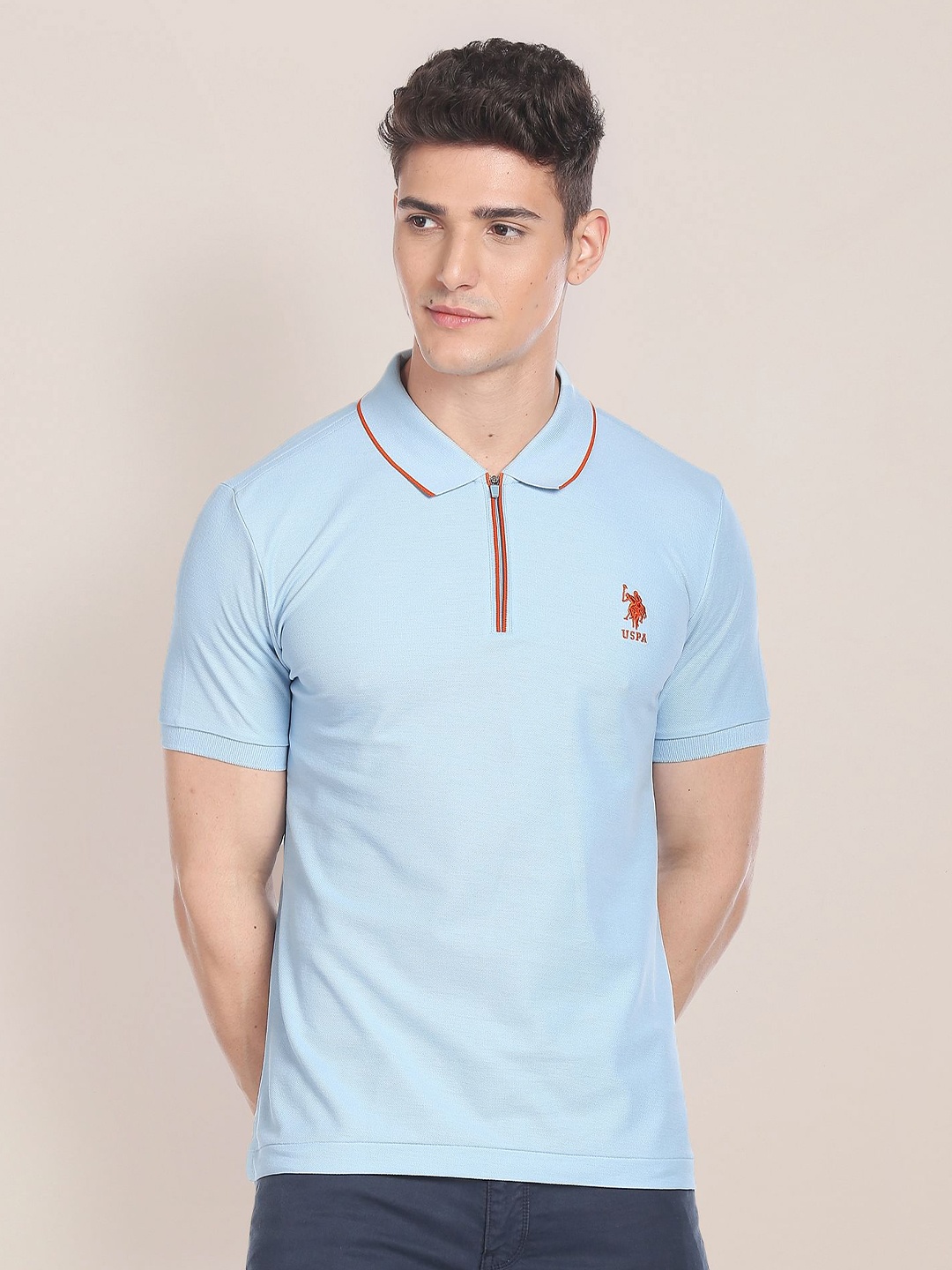 

U.S. Polo Assn. Blue Polo Collar Casual Cotton T-shirt