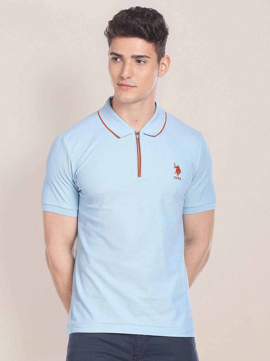 

U.S. Polo Assn. Blue Polo Collar Cotton T-shirt
