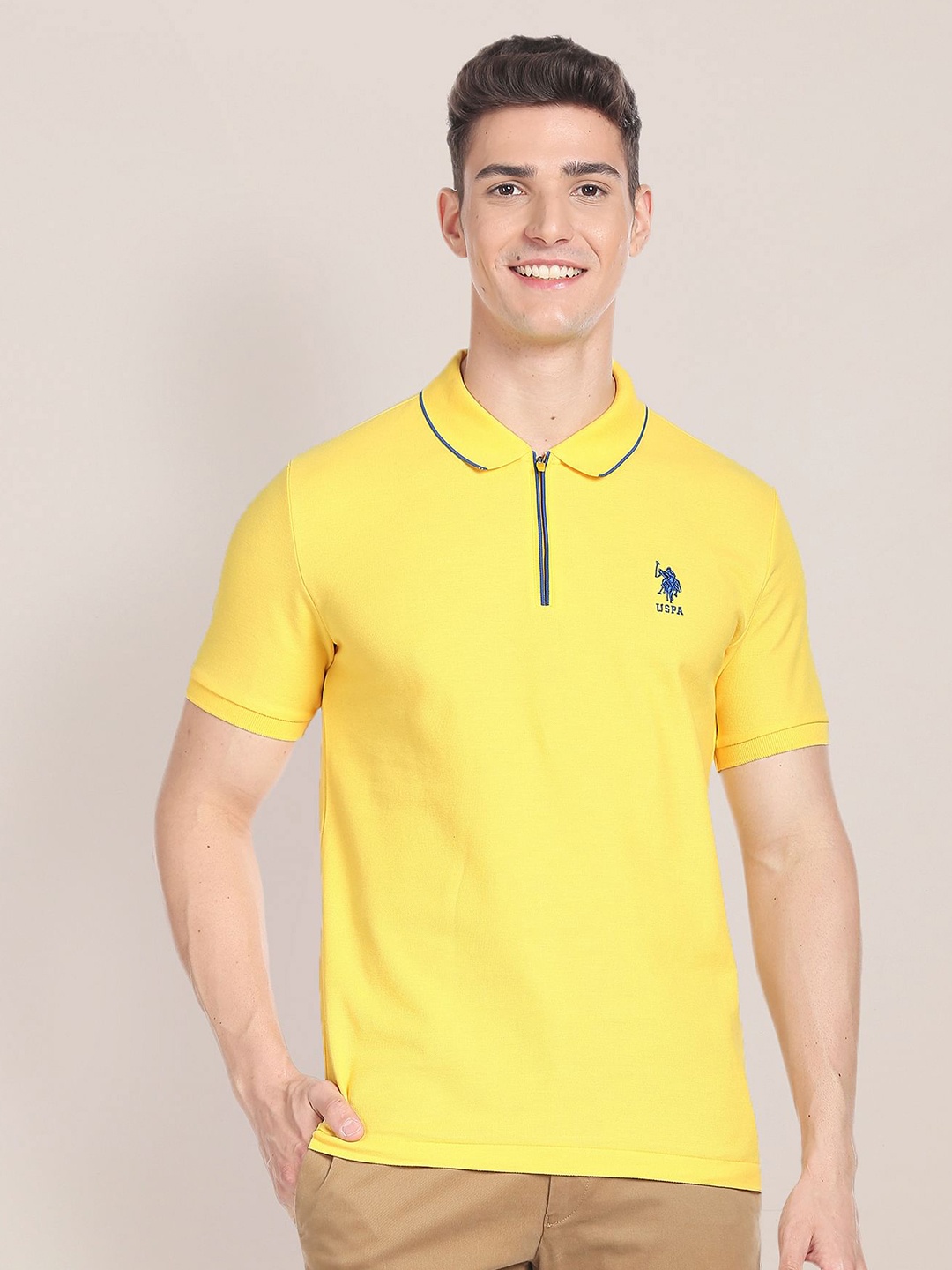 

U.S. Polo Assn. Polo Collar Pure Cotton T-shirt, Yellow