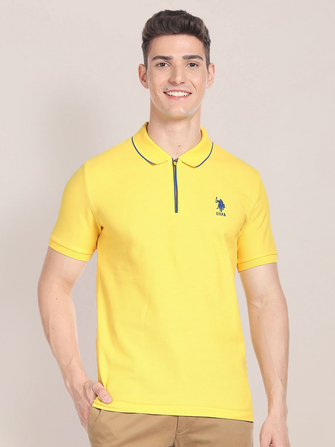 

U.S. Polo Assn. Polo Collar Pure Cotton T-shirt, Yellow