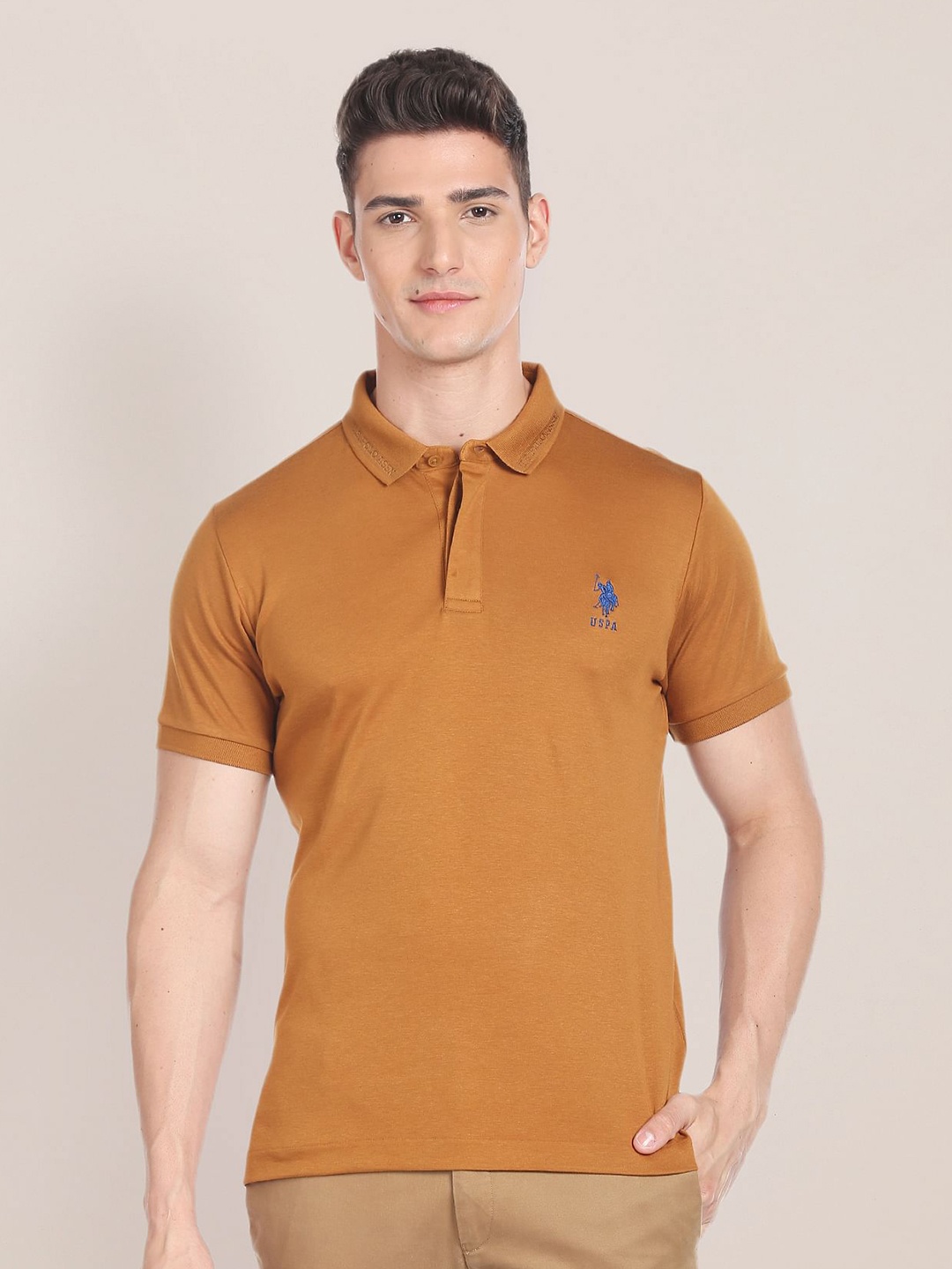 

U.S. Polo Assn. Polo Collar T-shirt, Brown