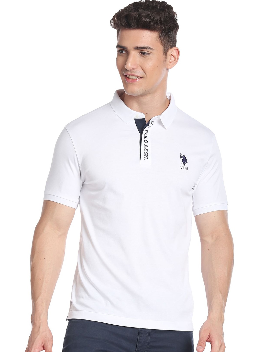 

U.S. Polo Assn. Polo Collar Pure Cotton T-shirt, White