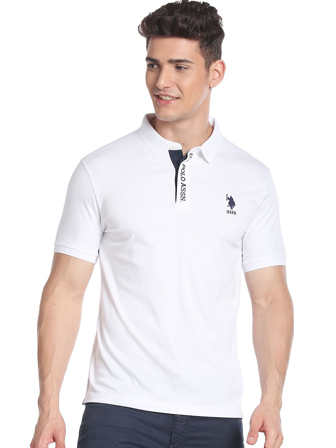 U.S. Polo Assn. Polo Collar Pure Cotton T-shirt, White