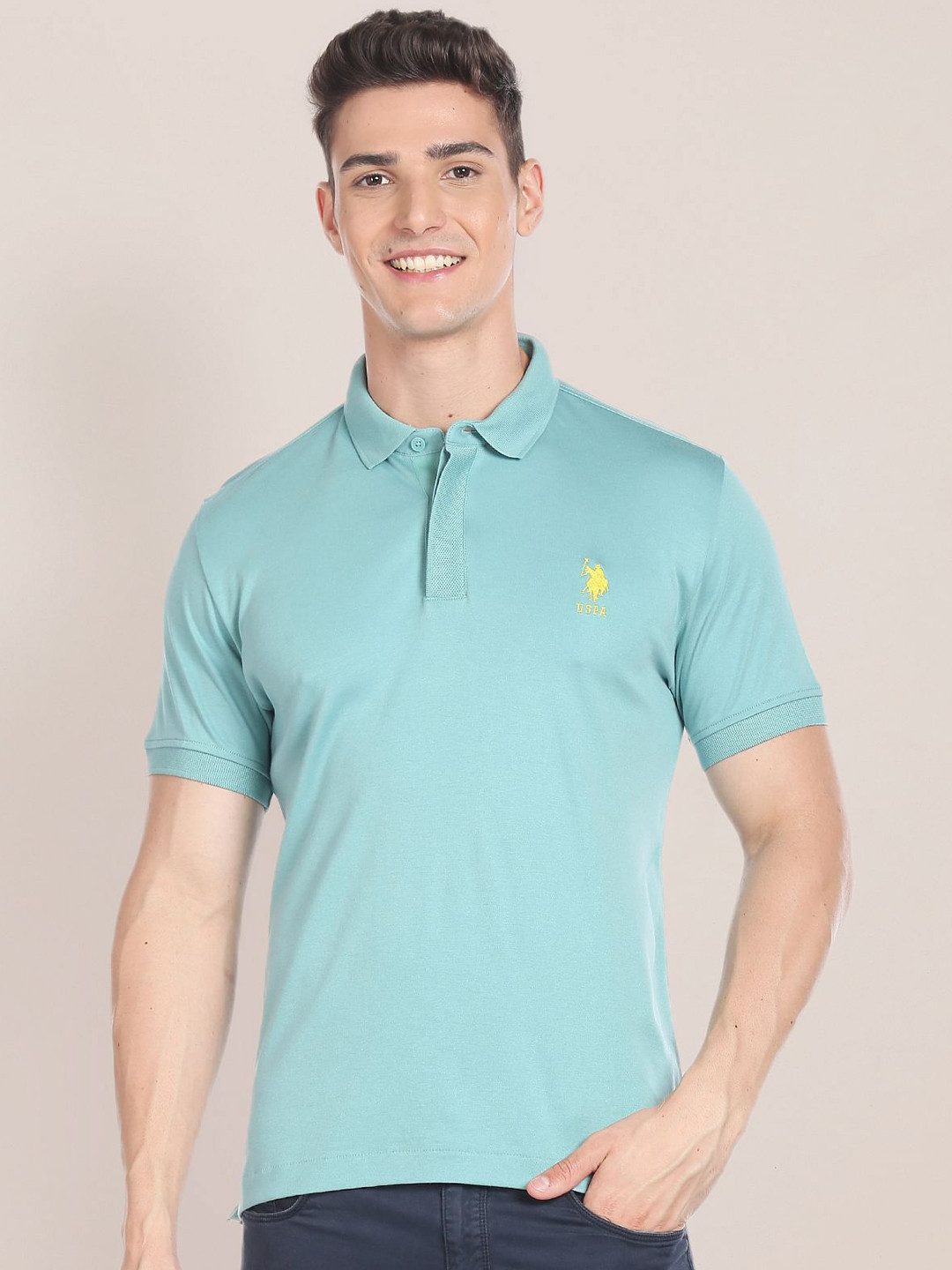 

U.S. Polo Assn. Polo Collar Short Sleeves T-shirt, Blue