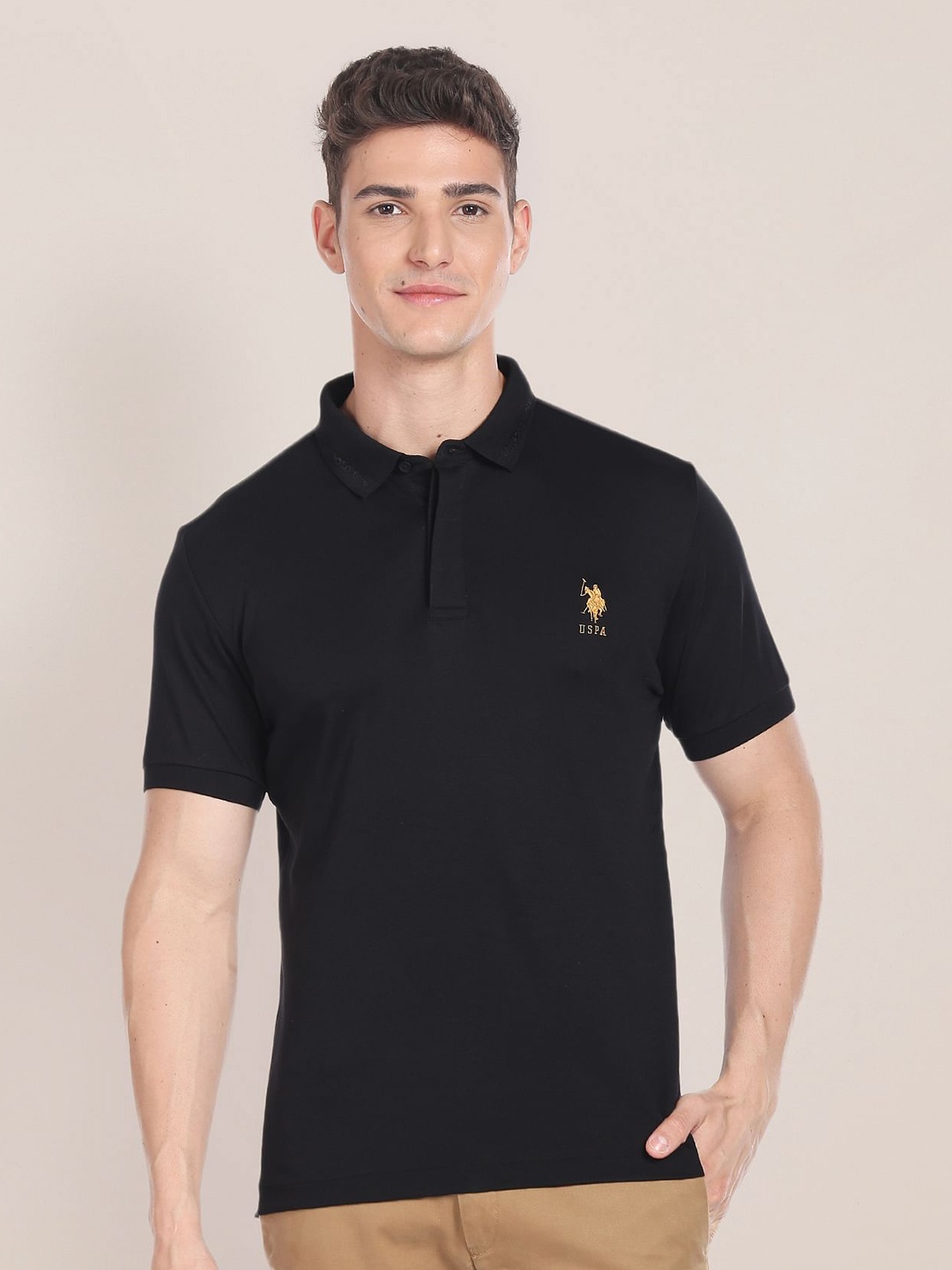 

U.S. Polo Assn. Polo Collar Short Sleeves T-shirt, Black