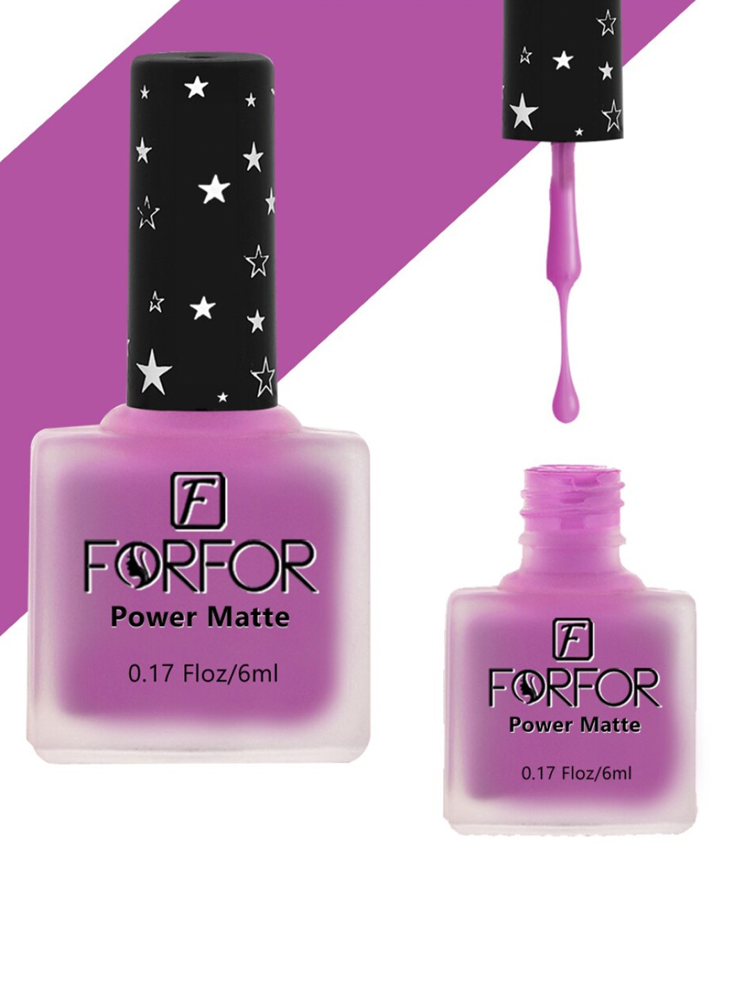 

FORFOR Power Matte Set Of 6 Long Lasting HD Colours Nail Polishes-6ml Each, Purple