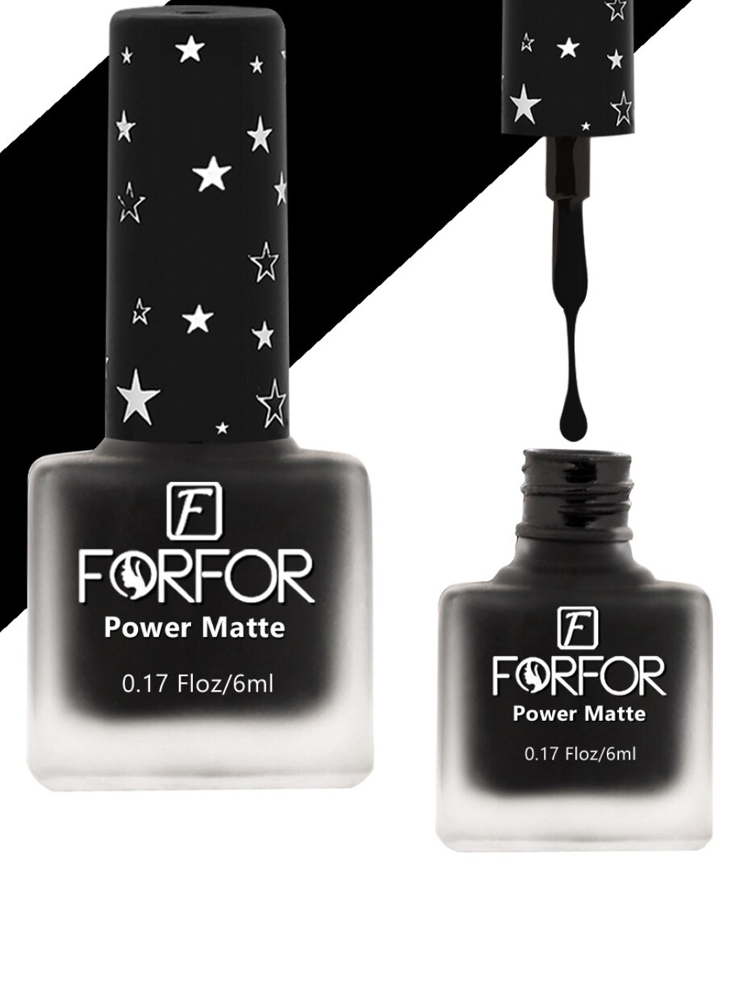 

FORFOR Power Matte Set Of 6 Long Lasting HD Colours Nail Polishes-6ml Each, Black