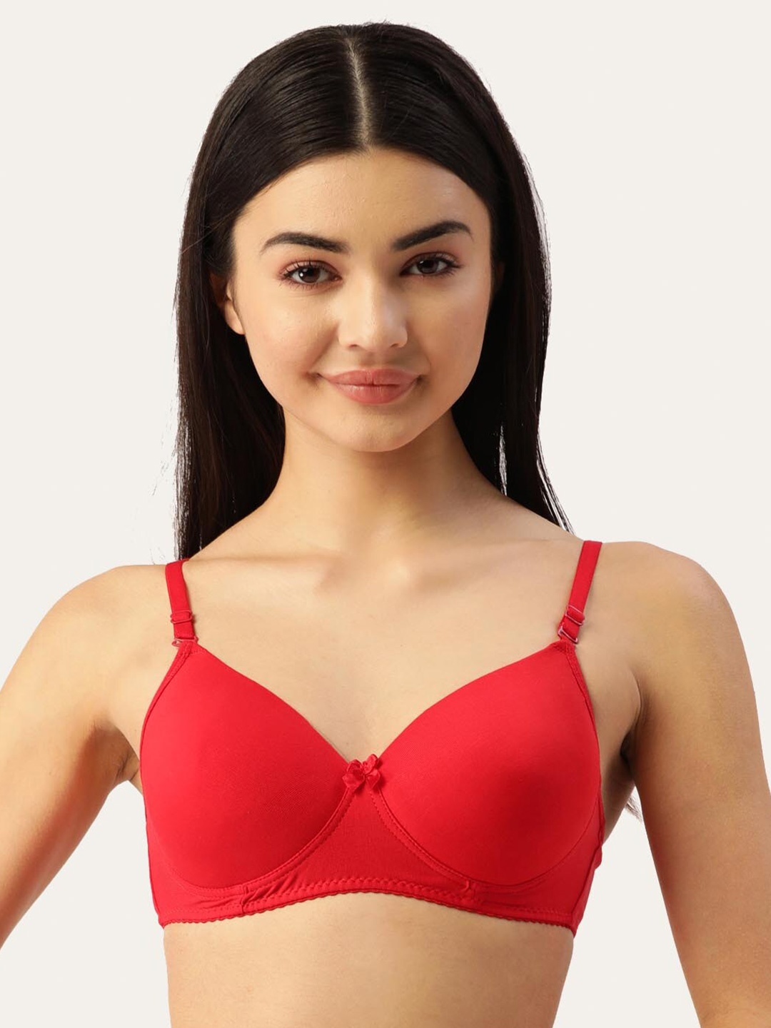 

Lady Lyka Medium Coverage Lightly Padded Seamless Cotton T-Shirt Bra, Red