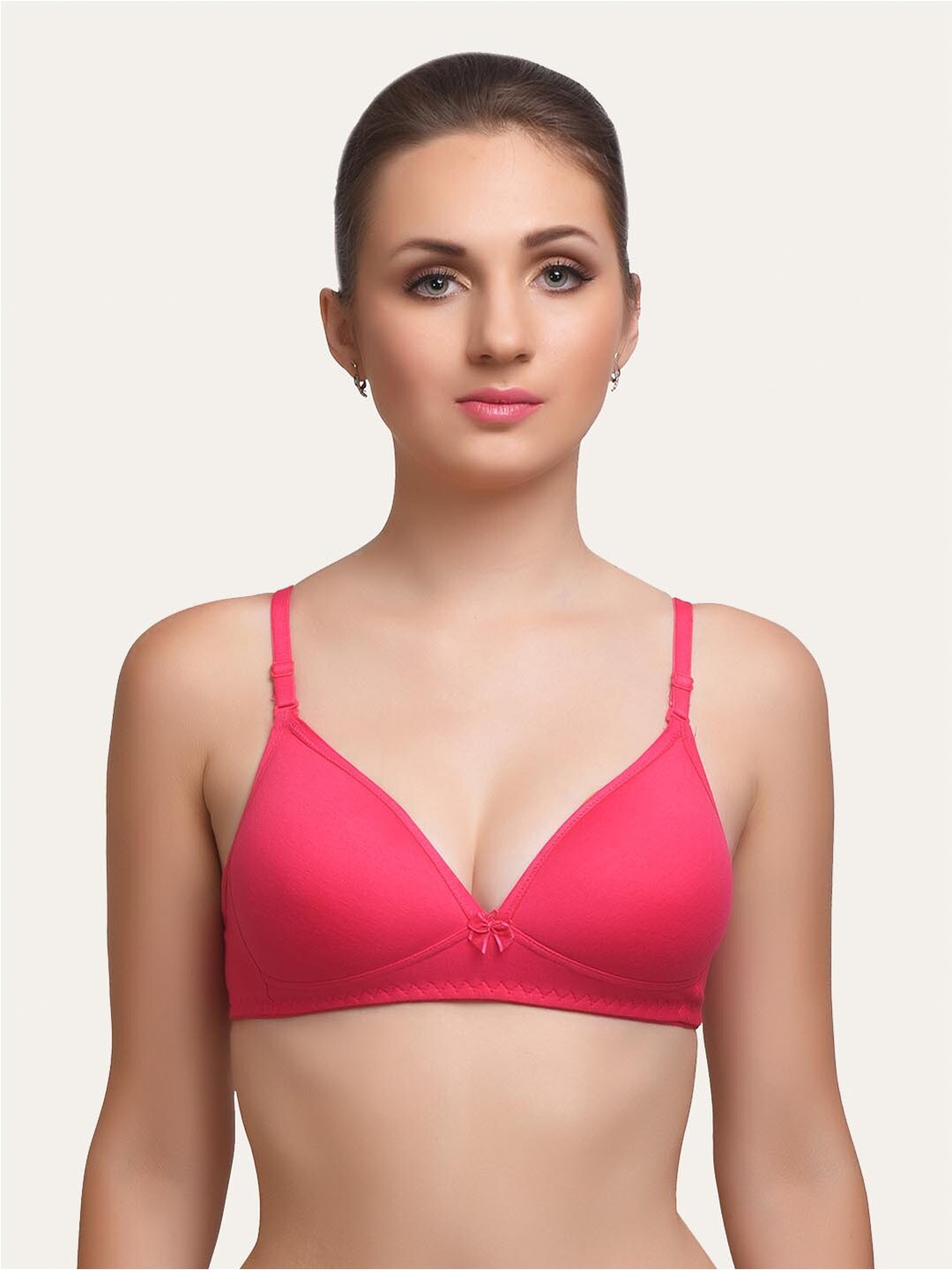 

Lady Lyka Medium Coverage Lightly Padded Seamless Cotton T-Shirt Bra, Pink