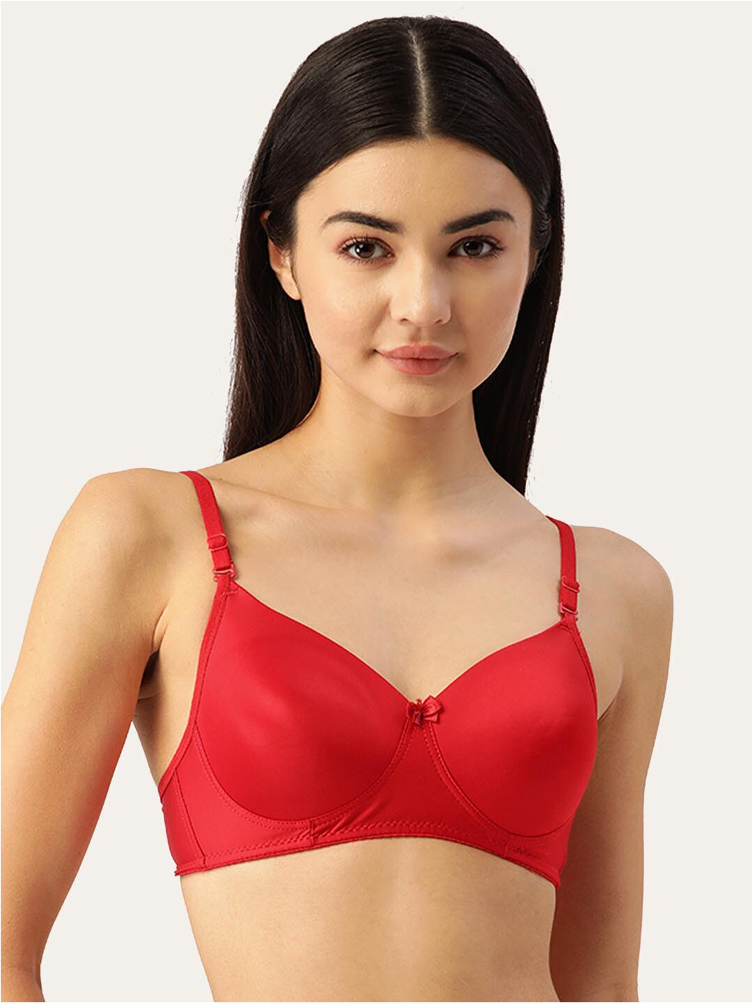 

Lady Lyka Medium Coverage Lightly Padded All Day Comfort Seamless Cotton T-shirt Bra, Red