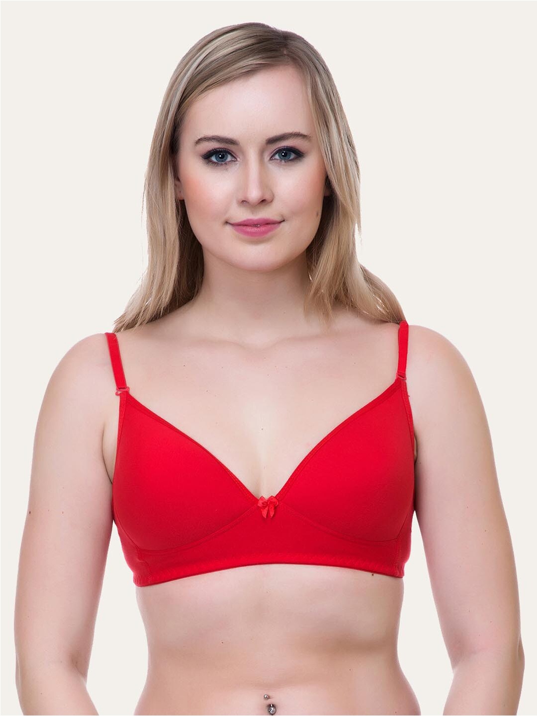 

Lady Lyka Medium Coverage Lightly Padded Seamless Cotton T-Shirt Bra, Red