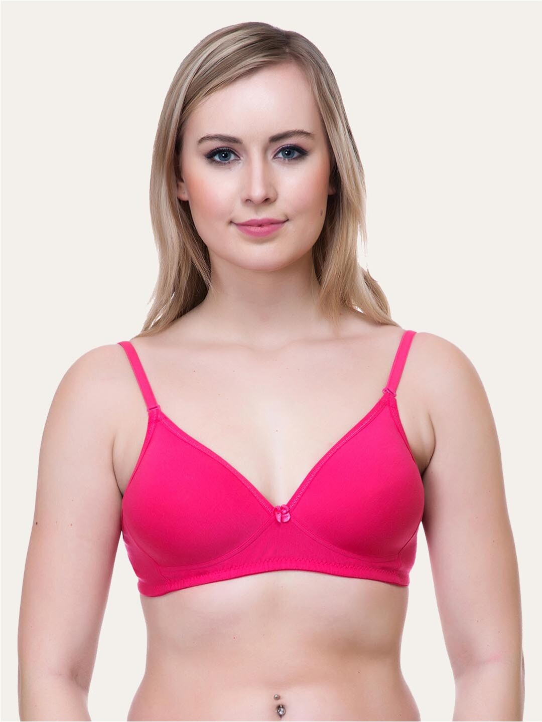 

Lady Lyka Medium Coverage Lightly Padded All Day Comfort Seamless Cotton T-shirt Bra, Fuchsia