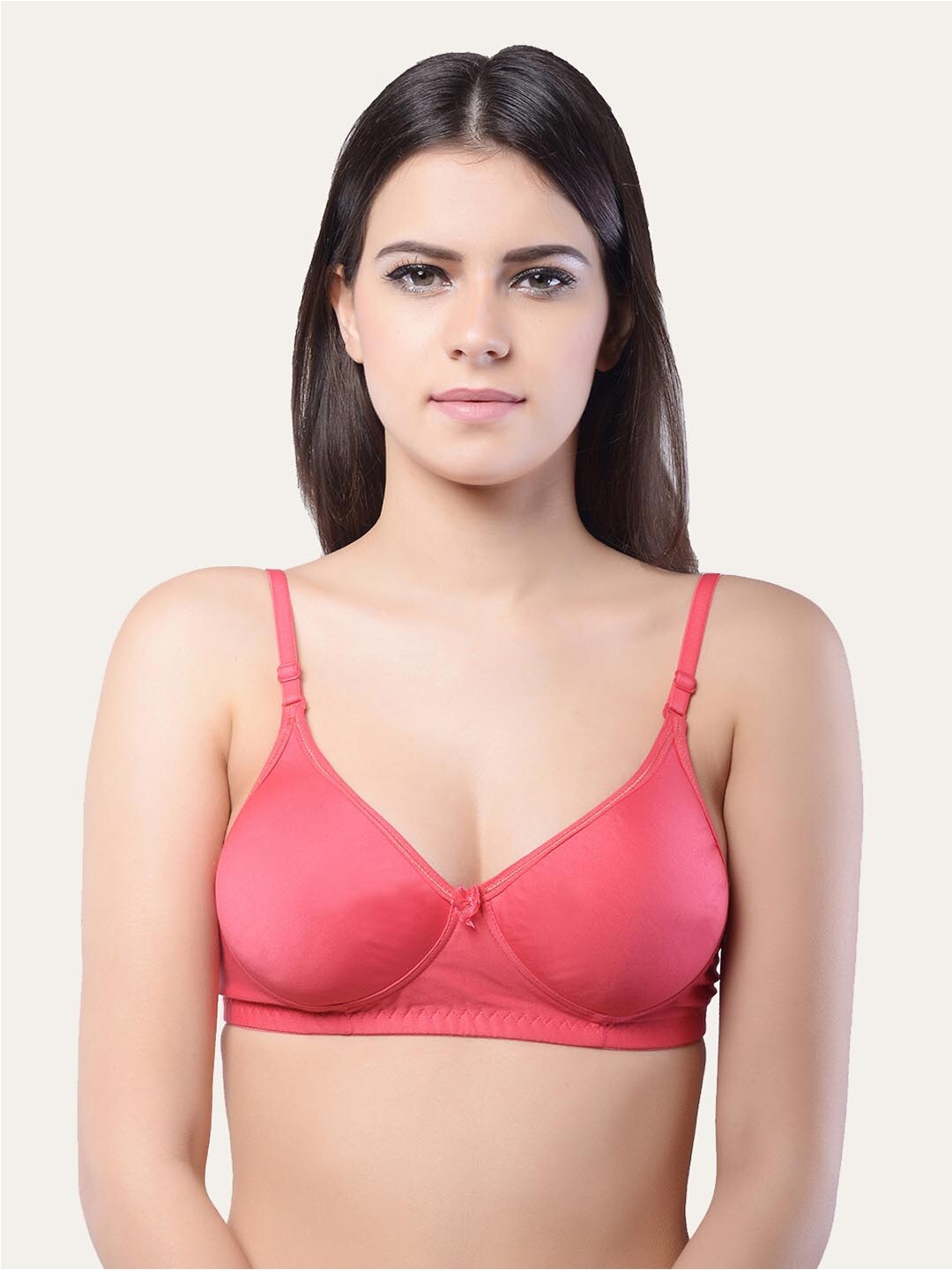 

Lady Lyka Medium Coverage Lightly Padded Seamless Cotton T-Shirt Bra, Pink