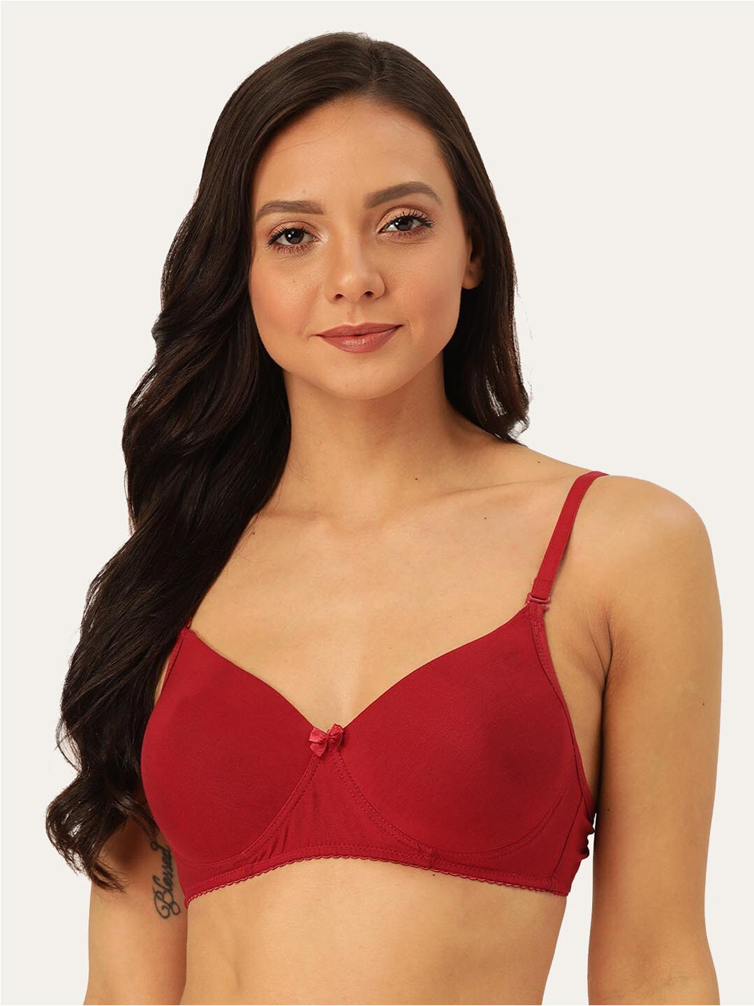 

Lady Lyka Medium Coverage Lightly Padded Seamless Cotton T-Shirt Bra, Maroon
