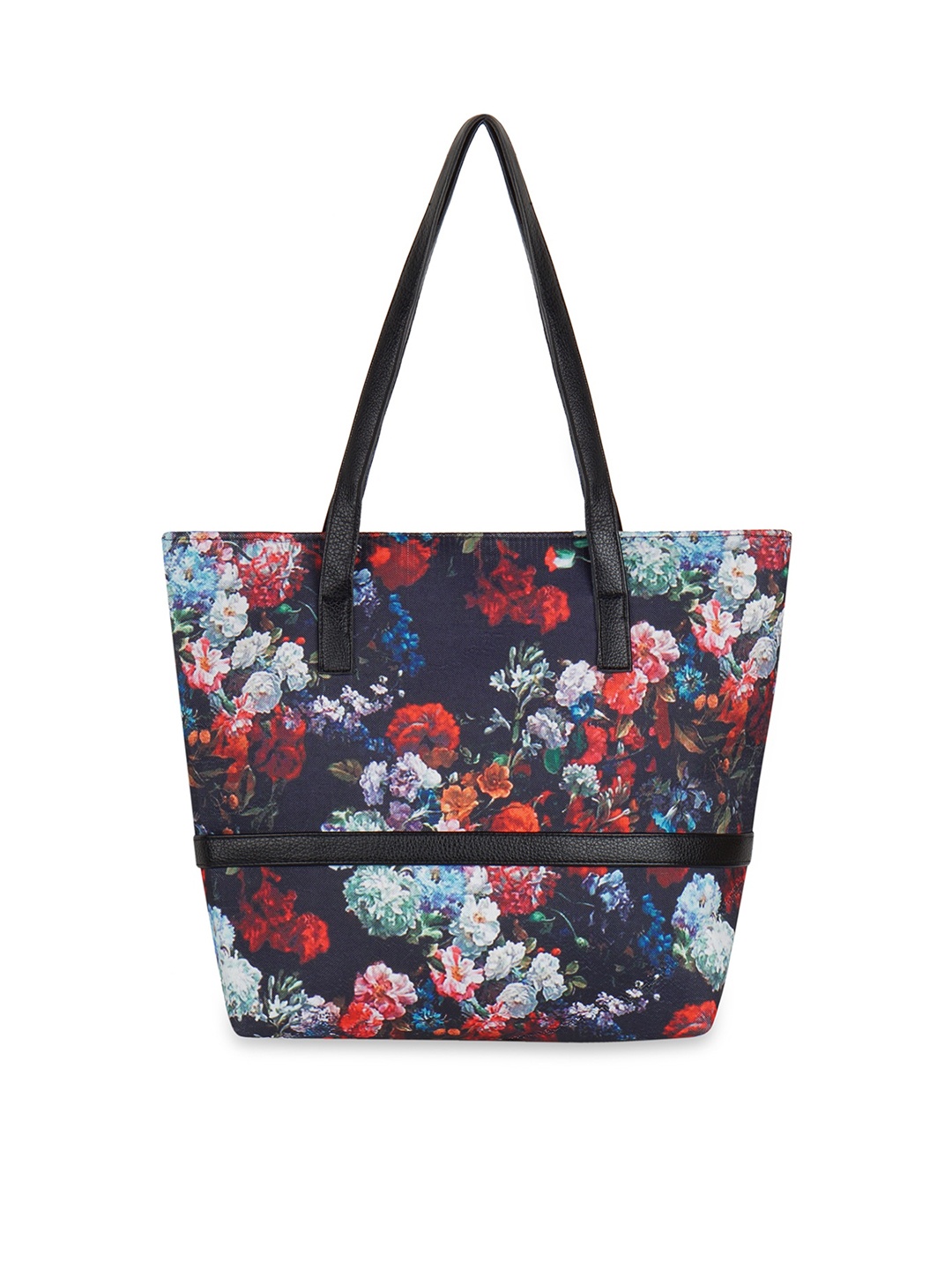 

Kanvas Katha Floral Printed Shopper Cotton Tote Bag, Navy blue