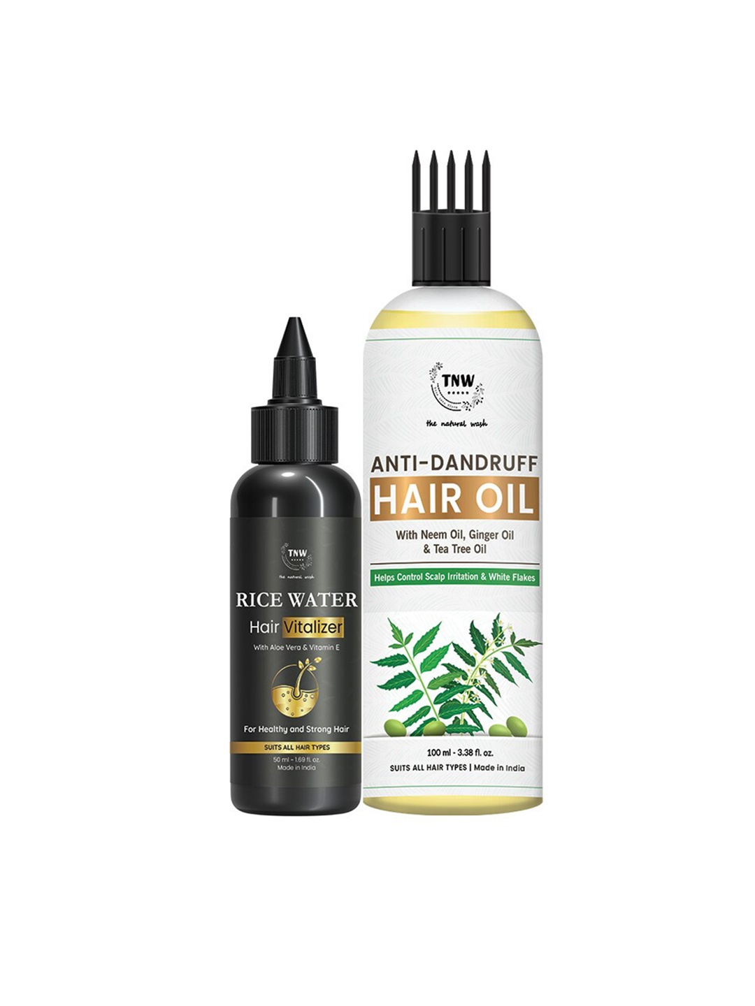 

TNW the natural wash Anti-Dandruff Hair Oil 100ml & Rice Water Hair Vitalizer 50ml, Yellow